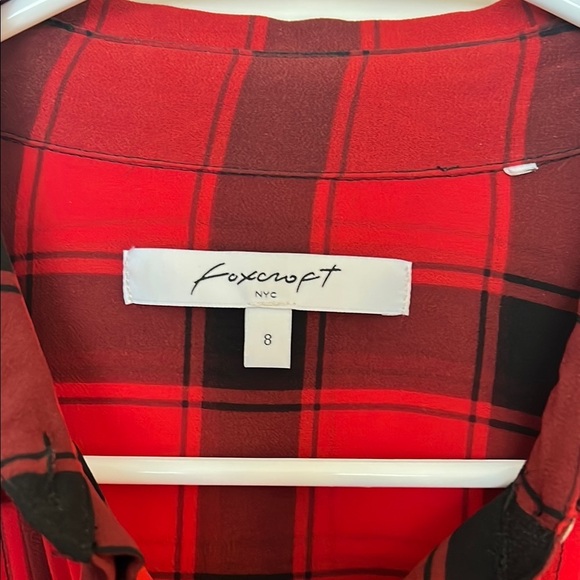 Foxcroft Plaid Long Sleeve Button Down Red Black Size 8 (Medium) - Picture 2 of 6